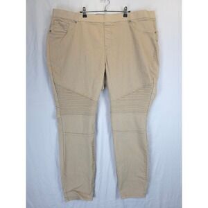 DG2 Diane Gilman Pull On Jeggings Women 3XT Tan Stretch Moto Ribbed Pants Causal